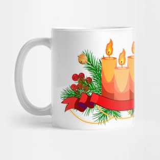 Сhristmas arrangement with fir branches, candles Mug